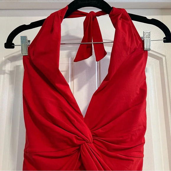 MICHAEL Michael Kors Red Twist-Tie Halter Swimsuit. Size 6. - Picture 6 of 15